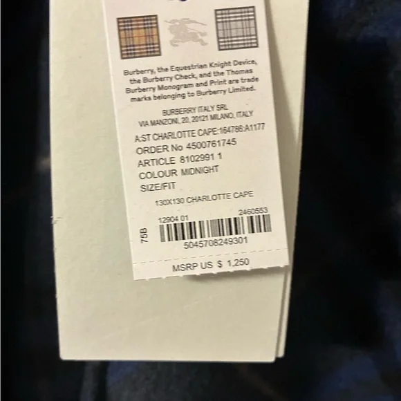 NWT- Burberry Navy and Chestnut Plaid Check Date Night Cape Wrap - Picture 10 of 10